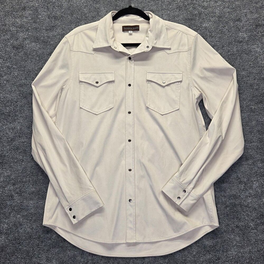 Patrick James Shirt Mens 44 XL Western Metal Snap Long Sleeve Polyester Spandex